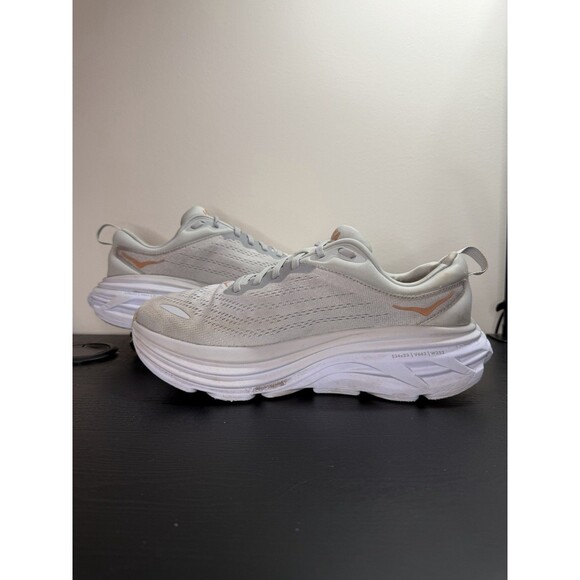 Hoka One One Bondi 8 Running Shoe Womens 9 Wide Sneaker 1127954 Gray Peach - Picture 2 of 14